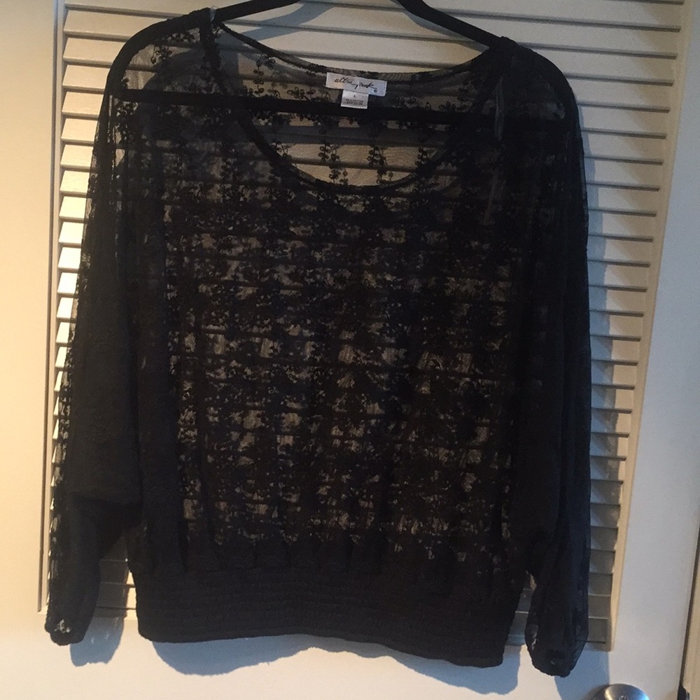 Black Floral Sheer Top